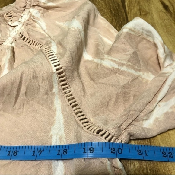 NWT knox rose womens size medium pink elastic sleeve peasant blouse tie top - Picture 6 of 11